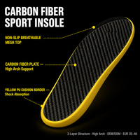 Semelles en fibre de carbone avec soutien de la voûte plantaire, semelles en PU pour adultes, antidérapantes, désodorisantes, absorbant les chocs, semelles de sport