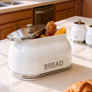 Boîtes à pain en métal <span class=keywords><strong>vintage</strong></span> Grande boîte à pain et ensemble de 3 pièces avec <span class=keywords><strong>sucre</strong></span>, thé et café - Product Image 6