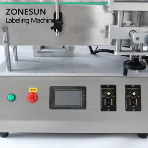 ZONESUN TB-500AベンチトップラベラーPETジャーウォーターボトル両面自動位置決めラベリング貼り付け機