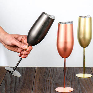 250 עמיד בפני ניפוץ מ "ל 8 עוז חלילים מפלדת אל חלד זכוכית שמפניה גומה ארוכה לגבה - Product Image 2