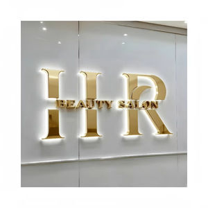 Enseigne lumineuse LED 3D personnalisée avec logo en or, pour salon, boutique, intérieur, extérieur, publicité commerciale, enseigne en lettres, mur, extérieur - Product Image 3