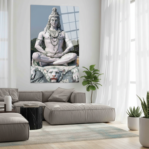 Printed Canvas Artwork <b>Shiva</b> Statue Landscapes Theme Abstract Wall <b>Art</b> <b>Art</b> Deco Panel Hanging with Tempered Glass - Product Image 3