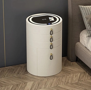 Table de toilette moderne et simple pour chambre à coucher, avec rangement en bois, charge <span class=keywords><strong>sans</strong></span> <span class=keywords><strong>fil</strong></span> et éclairage intégré - Product Image 5