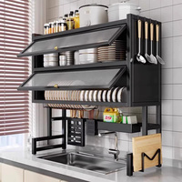Égouttoir à vaisselle de cuisine en acier au carbone à 2 niveaux de haute qualité, support de rangement multifonctionnel pour évier