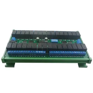 Dc 12V 24V 32 Kanalen Modbus Rtu Rs485 Bus Relay Module Uart Seriële Poort Din35 Rail Board Voor Plc Led Domotica Deurslot