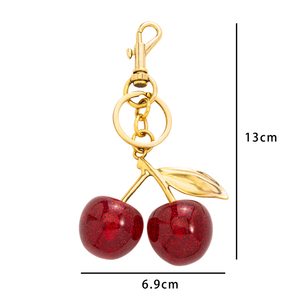 Llavero de Cereza Roja 3D de Resina <span class=keywords><strong>y</strong></span> Metal, con Esmalte de Moda, Colgante para Bolso de Mujer, Regalo de Recuerdo, Llavero de Cristal - Product Image 2