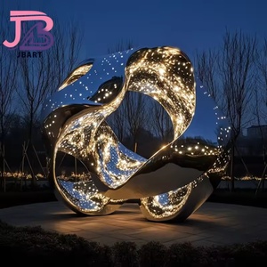 Escultura DE FLOR DE ESPEJO DE ACERO INOXIDABLE grande personalizada para <span class=keywords><strong>templo</strong></span> de jardín decoración de <span class=keywords><strong>calle</strong></span> comercial moderna para bienes raíces - Product Image 3