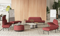 Ensemble de canapés de bureau modulaires modernes avec table basse, canapé de réception en tissu gris pour salle d'attente et mobilier commercial