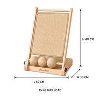 Griffoir pour chat en sisal, planche inclinée en bois avec balles interactives, design pliable, protection contre les griffures pour chats d'intérieur