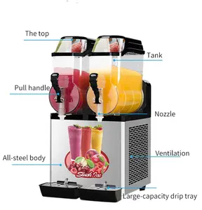 12l *2 stainless steel two tanks slush machine slush ice making machine