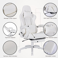 Chaise de bureau professionnelle confortable avec dossier en cuir PU, chaise de jeu pour ordinateur, blanche