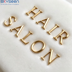 Factory Custom Embossed Gold 3D Relief Metal Letters Door <strong>Signs</strong> for Shop Buildings Waterproof Wall Mount - Product Image 3