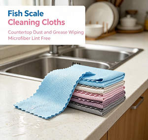 Chiffon de nettoyage en microfibre ultra-fine de 30 cm, motif écaille de poisson, à poils coupés, pour le verre, la cuisine et le démaquillage - Product Image 4
