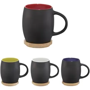 Tasse en céramique en forme de cœur avec couvercle en bois, pour la vente au détail - Product Image 6