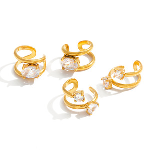 Fashion <b>Rings</b> Gold Tone Zircon <b>Open</b> Band <b>Ring</b> Women's Geometric Design Party Jewelry - Product Image 5