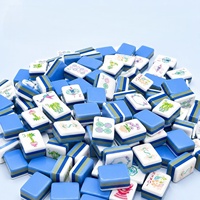 Mahjong américain bleu en acrylique transfrontalier, mini, portable, quatre couches, assortiment de couleurs, boîte en carton pour loisirs et divertissement