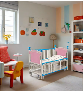 <span class=keywords><strong>Hebei</strong></span> kasur anak rumah sakit Manual, Crank perawatan medis 2 ganda dengan roda independen dan rel samping baja merek FUDA - Product Image 4