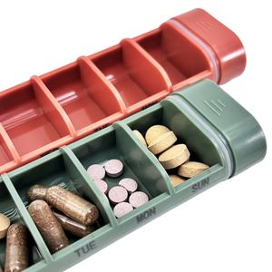 Customizable <b>7</b> Day Pill case Portable Travel Plastic Wood Large Capacity Pill Box Suitable for Refill Pill Organizer - Product Image 5