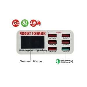แท่นชาร์จเร็วแบบตั้งโต๊ะ USB 3.0 6 พอร์ต พร้อมหน้าจอดิจิตอลอเนกประสงค์ - Product Image 4