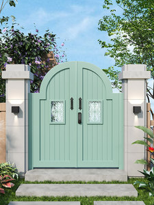 Cancello da Giardino a <span class=keywords><strong>Doppia</strong></span> <span class=keywords><strong>Anta</strong></span> in Stile Francese Minguting in Lega di Alluminio, Finitura Verniciata a Forno, Garanzia di 3 Anni, per Ville Esterne - Product Image 1