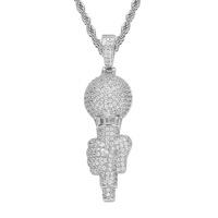 Collier pendentif torche glacé en gros avec chaîne, bijoux hip-hop en zircon cubique