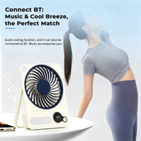 Ventilateur portable ultra-mince rechargeable par USB avec affichage numérique, batterie 3600 mAh, mini ventilateur de table/bureau avec veilleuse et haut-parleur