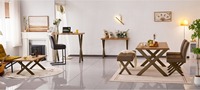 Table basse moderne en MDF avec plateau en bois de chêne et pieds en métal pour le salon