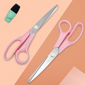 Tijeras de Oficina de Acero Inoxidable Rosa, Cabeza Recta, para Cortar Papel en Casa, Uso Artesanal - Product Image 1