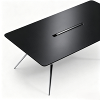 Table de réunion moderne avec bord biseauté, panneau écologique E0, pieds en acier soudés au laser et bordure en PVC assortie