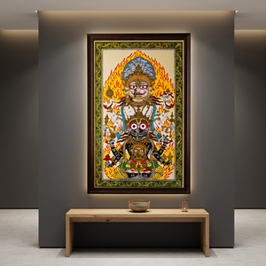 Pintura Tradicional Hecha a Mano Pattachitra del Dios Jagannath Narasimha Avatar, Origen Orissa, para la Ocasión de Diwali, Decoración de Interiores para Sala de Estar - Product Image 1