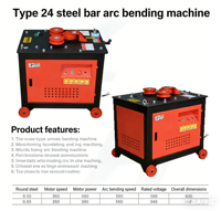 Cintreuse à Arc GWH24 Économique pour Barres d'Acier - Machine de Cintrage de Haute Qualité pour Acier au Carbone