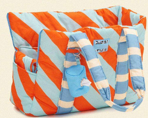 Стеганая Сумка-переноска в полоску из нейлона и пуховика - Product Image 1