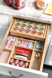 Organisateur d'ustensiles de cuisine contemporain, organisateur de cuillères en bois, facile à installer, insert de tiroir en bois - Product Image 4