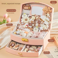 Ensemble de bijoux de princesse pour enfants, boîte de rangement en cuir, accessoires pour cheveux, cadeau d'anniversaire pour petites filles et bébés