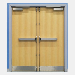 Porte en acier coupe-feu avec panneau de <span class=keywords><strong>vision</strong></span> et barre anti-panique, portes et cadres d'hôtel 60 minutes de résistance au feu, porte coupe-feu - Product Image 1