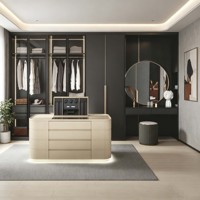 Topcent Îlot de dressing de luxe en cuir avec armoire électrique, unités de rangement modernes avec tiroirs, organisateur d'îlot pour chambre à coucher