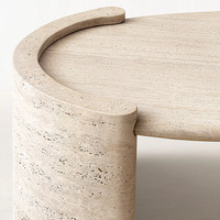 Table basse de Style Wabi-Sabi en marbre travertin nordique Table d'angle ronde de taille personnalisable pour meubles de maison de salon