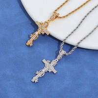 Collier pendentif croix moissanite argent 925, chaîne maillée, best-seller femme