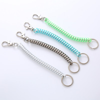 Porte-clés spirale rétractable avec mousqueton et anneau fendu, cordon anti-perte pour poignet, accessoires