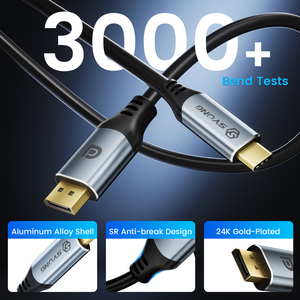 Cable Syong 4K60Hz Tipo C a DP, 30+26AWG, Cobre Estañado, Carcasa de Aluminio OD:4.5, para Teléfonos Móviles, Laptops, TV y Proyectores - Product Image 2