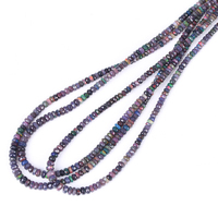 Perles de rondelle en opale noire naturelle Perle d'opale 3-4mm Brins de perles d'opale noire pour la fabrication de bijoux