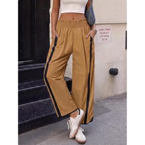 Pantalon de survêtement ample pour femme, taille élastique, couleur contrastante, coupe décontractée, style Y2K, mode automne - Product Image 5