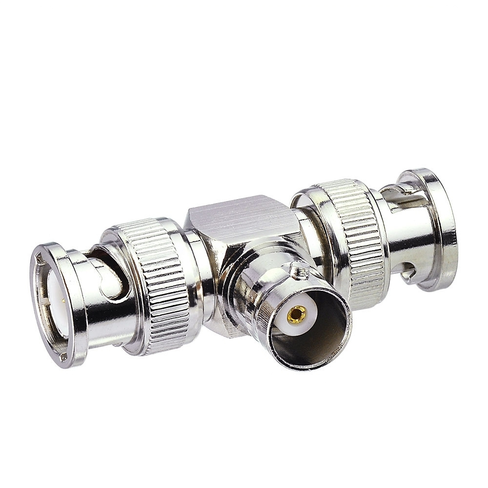 BNC Tee Connector 1 Female to 2 Male T-Shaped Adapter