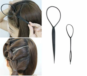 Ensemble d'outils de coiffure à la mode: 2 pièces de boucles de queue de cheval en plastique noir populaires pour créer des tresses de cheveux <span class=keywords><strong>Topsy</strong></span> <span class=keywords><strong>Tail</strong></span> tendance. - Product Image 4