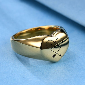 Anillo de Amor con Forma de Corazón de 12 mm, Acero de Titanio, Chapado en Oro de 18K, Diseño de Flecha, Joyería de Moda Unisex, Regalo de Compromiso - Product Image 3