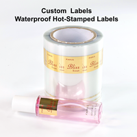 Étiquettes personnalisées imperméables estampées à chaud, autocollants en rouleau avec feuille d'or pour flacon cosmétique