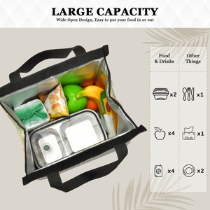 Hawaii Puakenikeni Insulated Cooler Bag Storage Reusable Lunch Tote Food Storage Meal Prep Lunch Cooler Bag with Velcro Close - Product Image 5