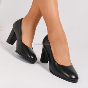 <span class=keywords><strong>Chaussures</strong></span> habillées tendance pour femmes 1367-1ZP, à enfiler, talon compensé carré bas, semelle intérieure en PP de haute qualité, pour le bureau et l'été - Product Image 4