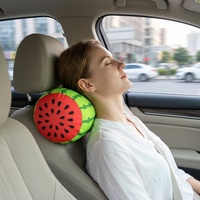 Coussin de voyage portable en forme de pastèque imprimée avec perles, pour le cou, le dos et le corps, idéal pour la voiture et l'avion, support de sieste