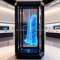 Étui d'affichage holographique élégant ZhuXin OEM, alimenté par l'IA, avec écran tactile et commande vocale interactive pour bijoux, articles de luxe et éducation